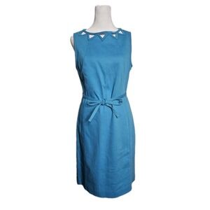 Talbots Turquoise Blue Dress Petite 8P Cutout Mod Cocktail Space Age Twiggy 60s